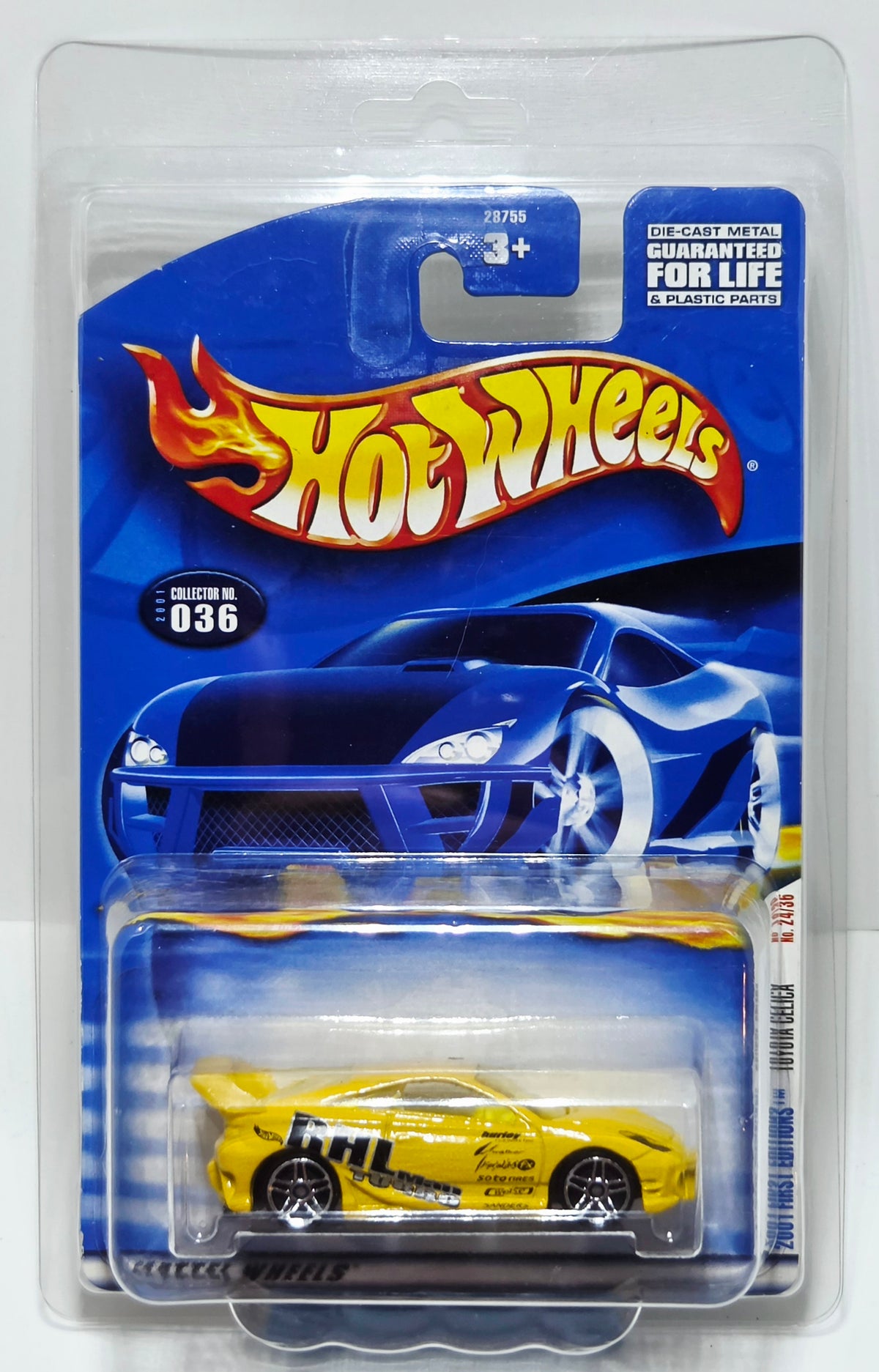 Hot Wheels 2001 First Editions Toyota Celica. Protector Included