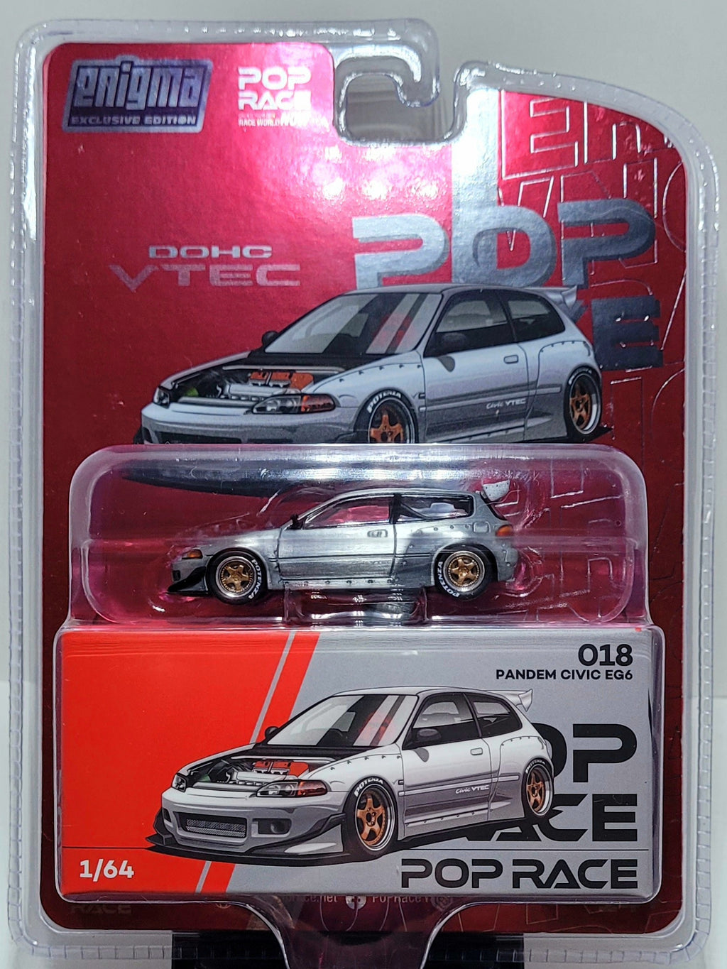 Pop Race Pandem Civic EG6 in a raw metal finish