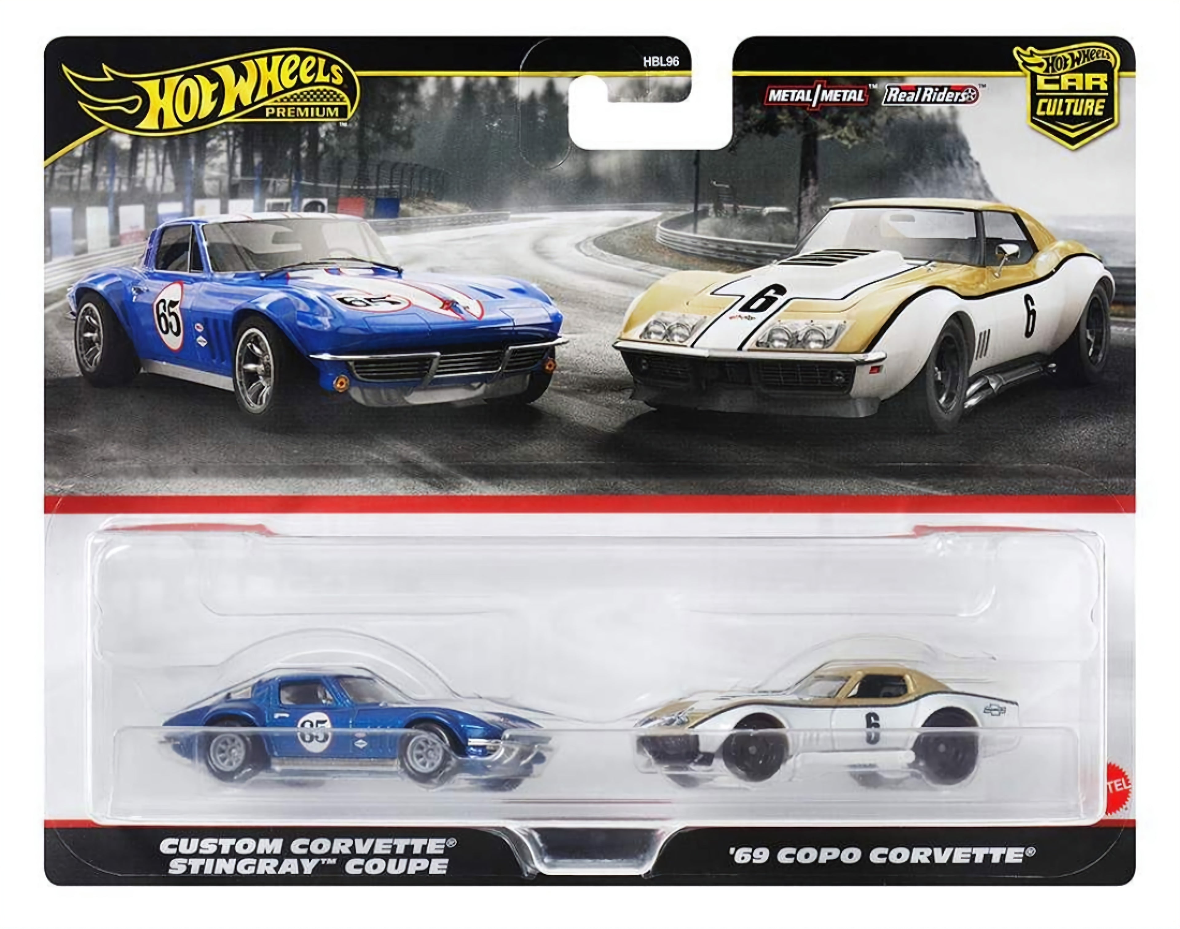 Hot Wheels Premium Car Culture 2-pack, Corvette Stingray Coupe and 69 COPO Corvette